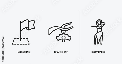 other outline icons set. other icons such as milestone  branch bat  belly dance vector. can be used web and mobile.