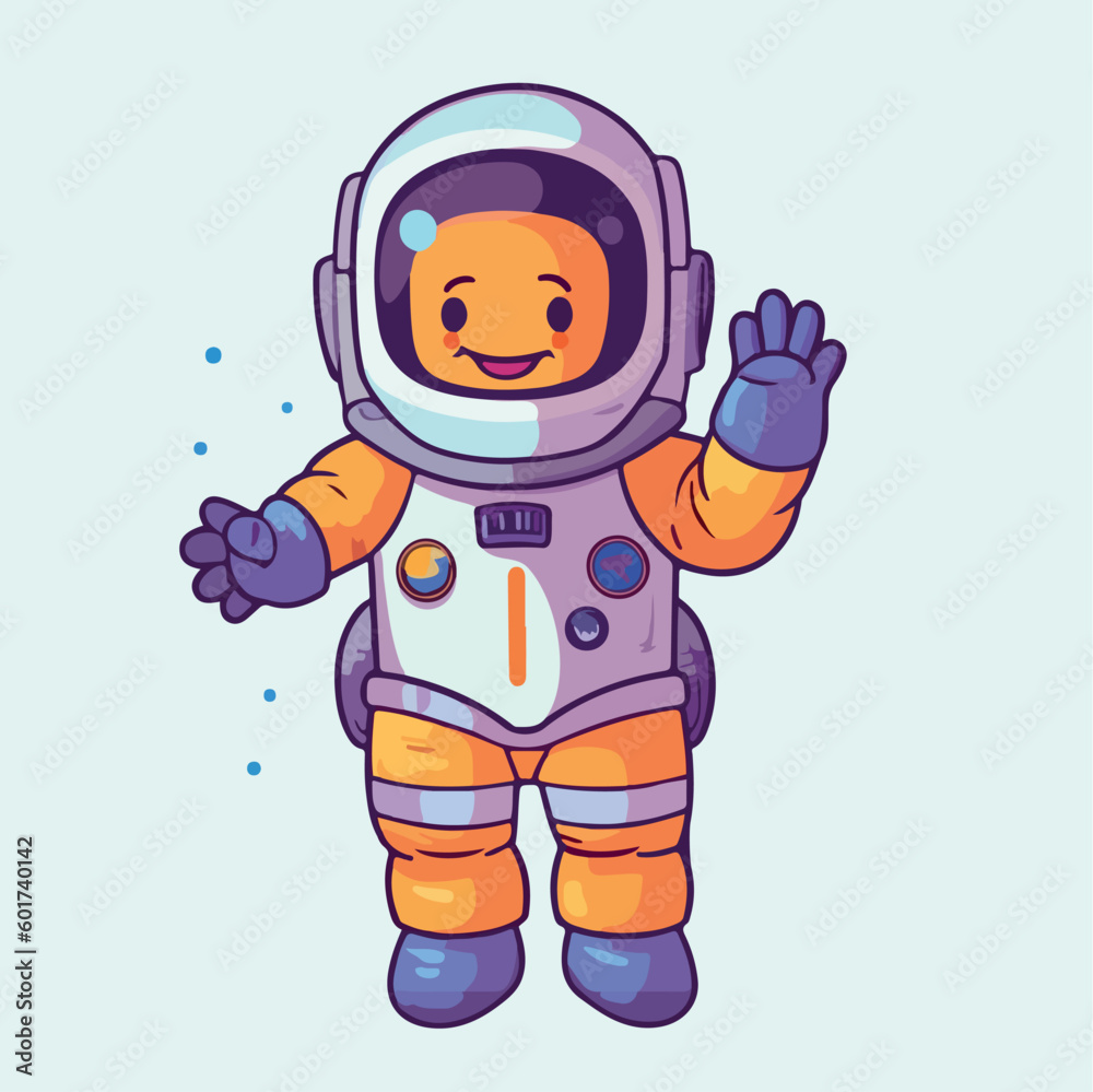 Cute Astronaut kawaii space Funny Vector Illustration eps 10