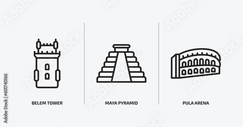 Wallpaper Mural monuments outline icons set