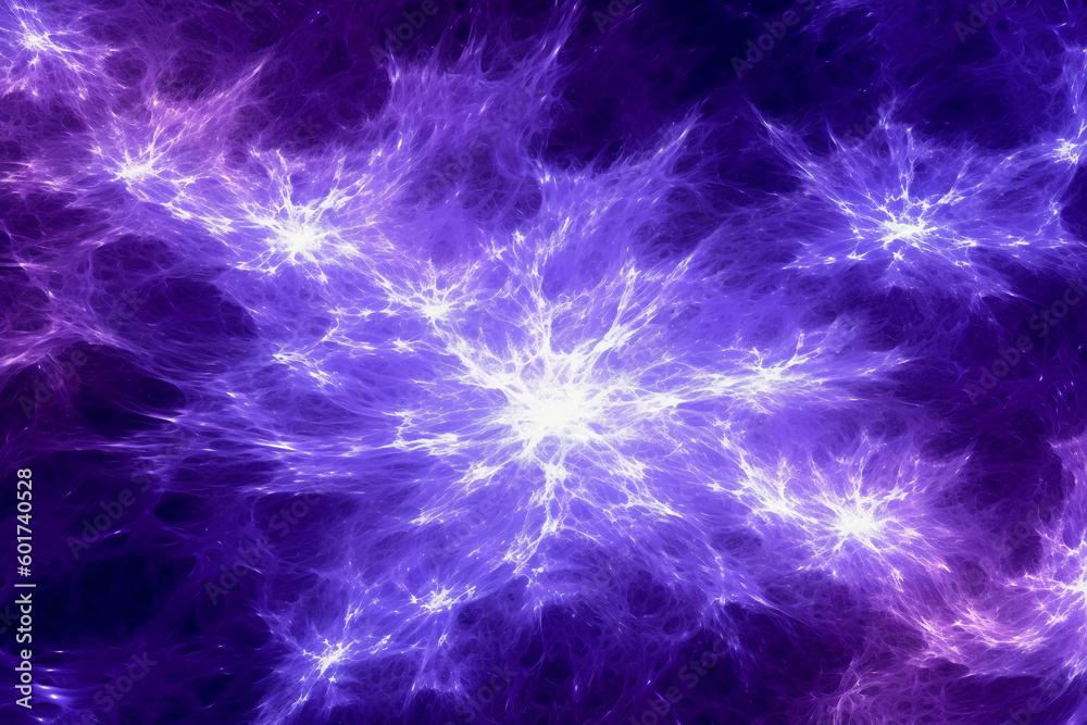 Lazer light fractals, purple and white. AI generative