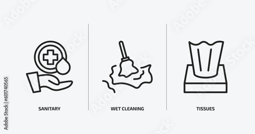 hygiene outline icons set. hygiene icons such as sanitary, wet cleaning, tissues vector. can be used web and mobile.