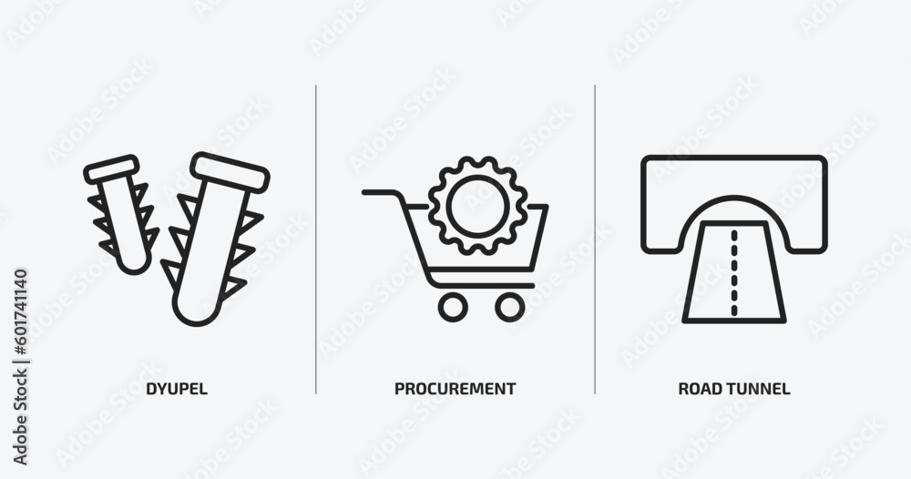 general outline icons set. general icons such as dyupel, procurement, road tunnel vector. can be used web and mobile. general outline icons set. general icons such as dyupel, procurement, road tunnel vector. can be used web and mobile.