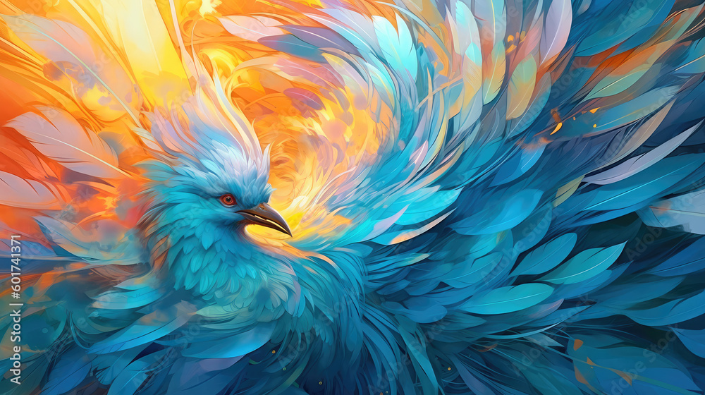 Obraz premium Abstract colorful background of lush feathers. Generative AI