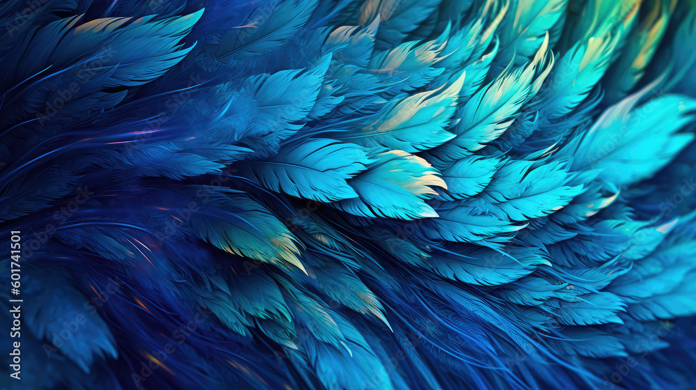 Fototapeta premium Abstract colorful background of lush feathers. Generative AI