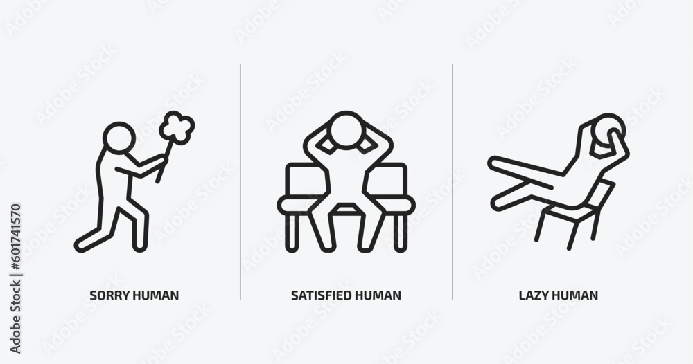 feelings outline icons set. feelings icons such as sorry human, satisfied human, lazy human vector. can be used web and mobile. feelings outline icons set. feelings icons such as sorry human, satisfied human, lazy human vector. can be used web and mobile.