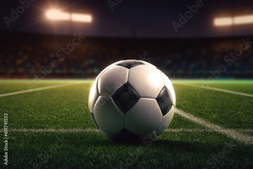 An image of a soccer ball sitting on a perfectly manicu Generative AI 2 © Rahit