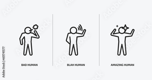 feelings outline icons set. feelings icons such as bad human, blah human, amazing human vector. can be used web and mobile.