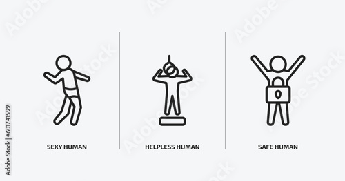 feelings outline icons set. feelings icons such as sexy human, helpless human, safe human vector. can be used web and mobile.