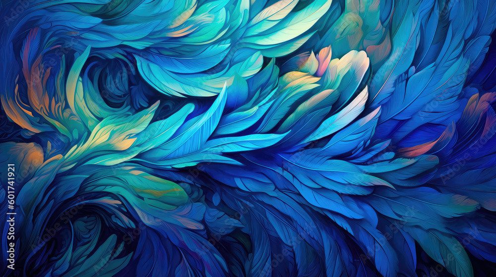 Abstract colorful background of lush feathers. Generative AI Abstract colorful background of lush feathers. Generative AI