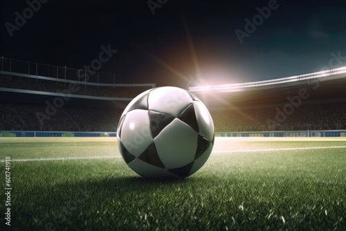 An image of a soccer ball sitting on a perfectly manicu Generative AI
