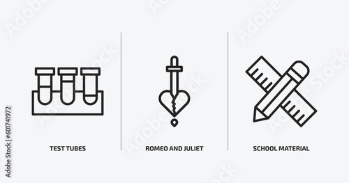 Photography education outline icons set