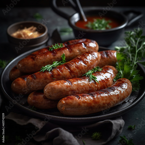 grilled sausages on a plate