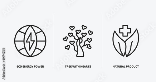 Wallpaper Mural ecology outline icons set. ecology icons such as eco energy power, tree with hearts, natural product vector. can be used web and mobile. Torontodigital.ca