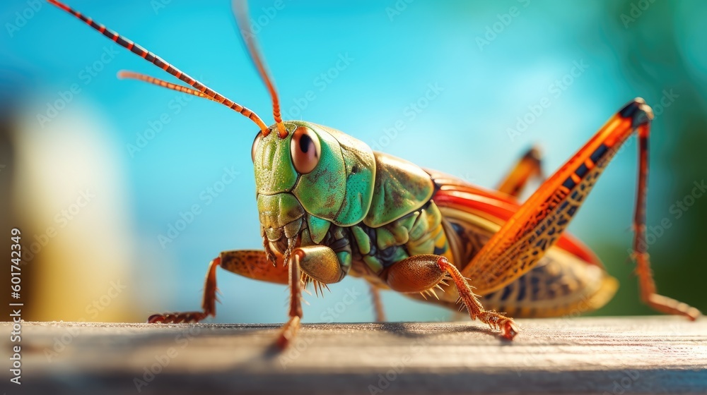 Fototapeta premium Grasshopper in the wild. Generative AI