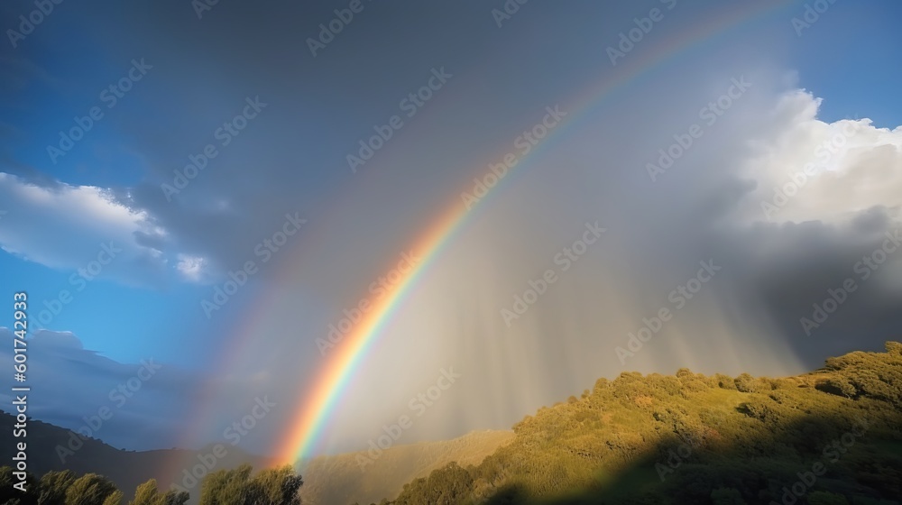 A rainbow in a beautiful sky