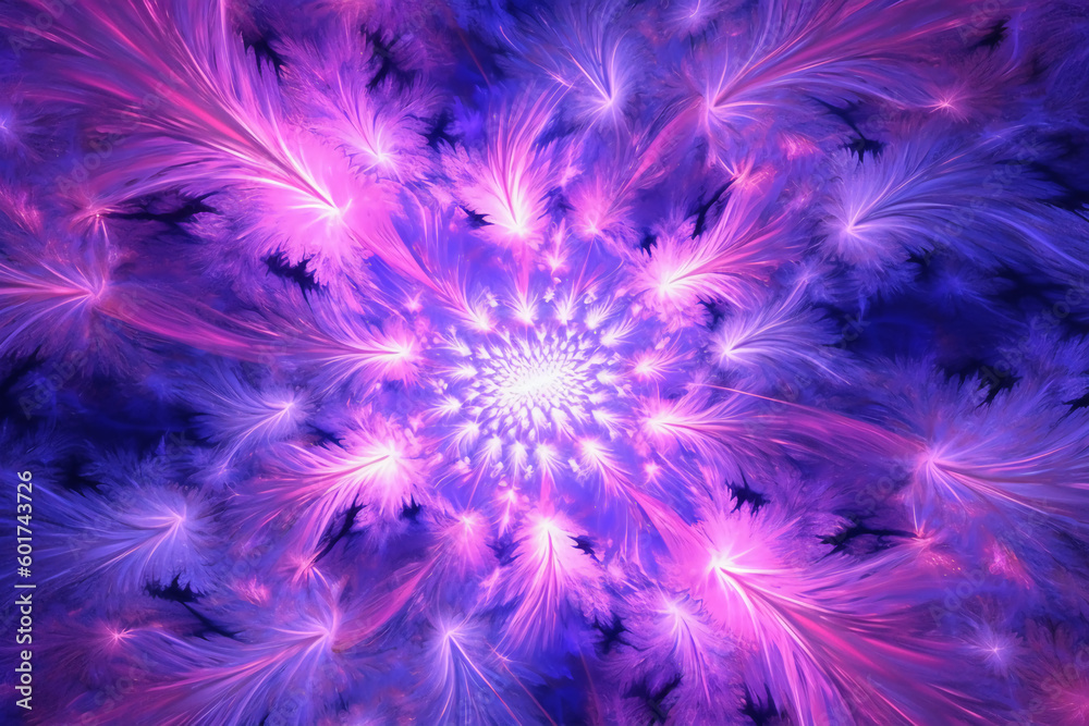 Obraz premium Lazer light fractals, pink and purple AI generative