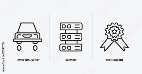 artificial intellegence outline icons set. artificial intellegence icons such as hover transport, servers, recognition vector. can be used web and mobile.