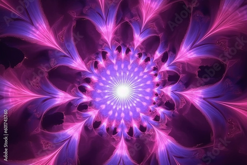 Lazer light fractals  pink and purple AI generative