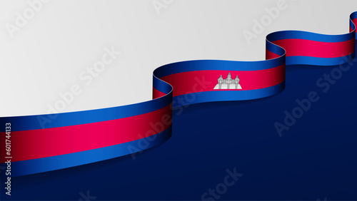 Cambodia ribbon flag background. photo