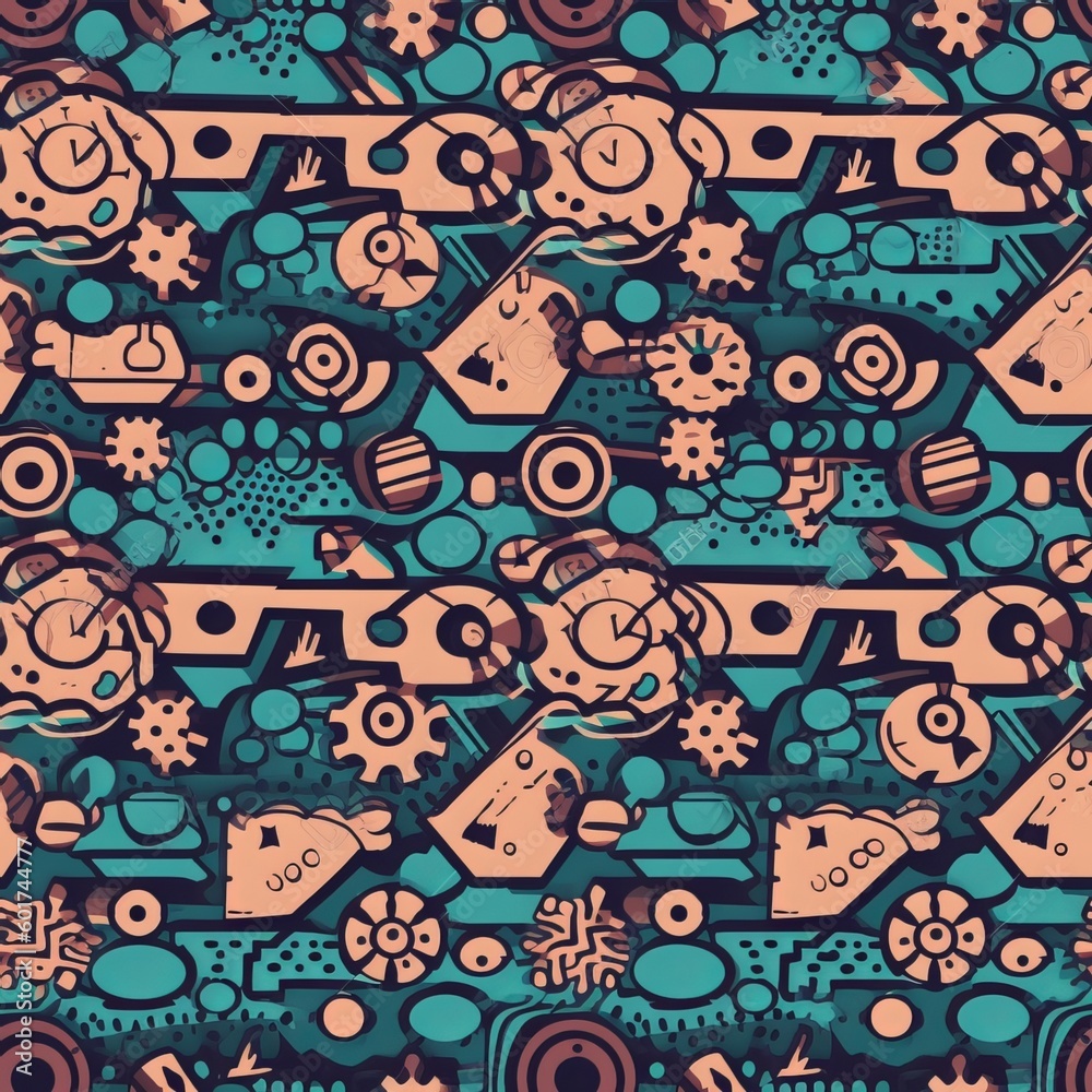 Naklejka premium Seamless steampunk pattern flat design