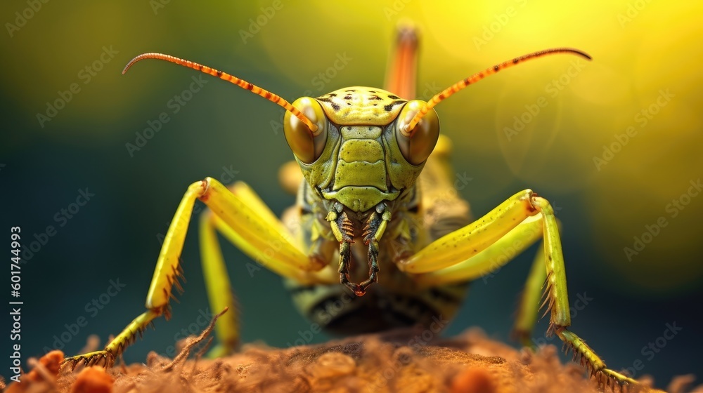 Fototapeta premium Grasshopper in the wild. Generative AI