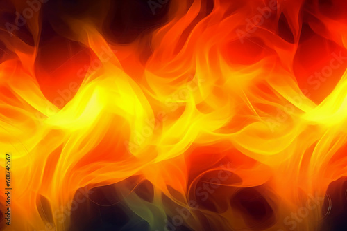 Drawn neon color yellow, Burning flame background material abstract hand AI generative