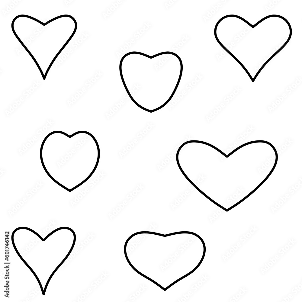 Heart line black hand drawn rough isolates background