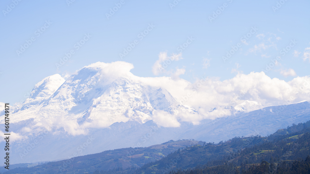 Mystical landscape of the white mountain range Huascaran