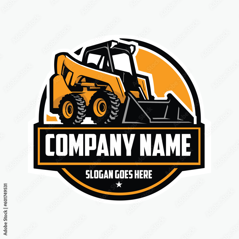 Naklejka premium Skid Steer Loader Company Circle Emblem Logo Vector Design Isolated