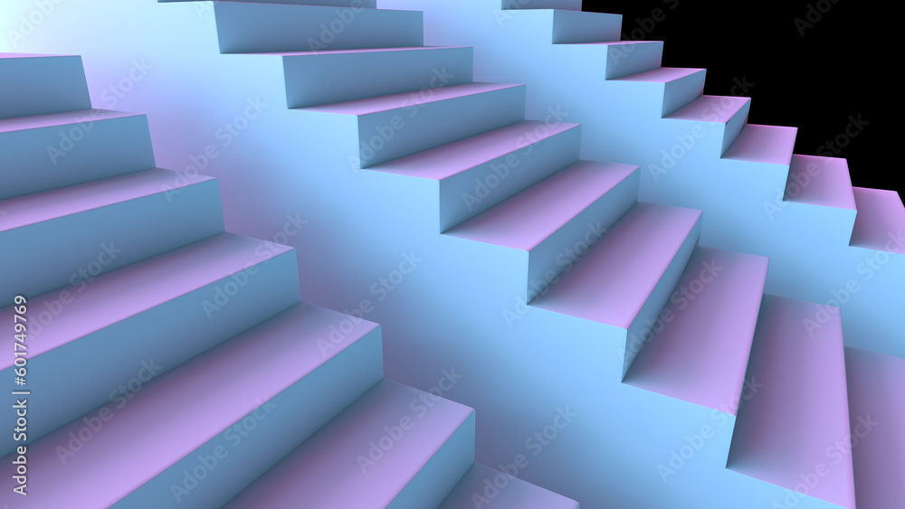 3D illustration of stair podium. Three staircases with different heights. 3D illustration of stair podium. Three staircases with different heights.