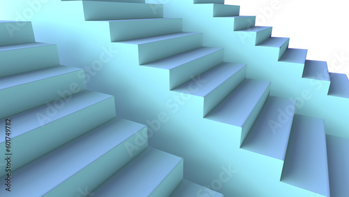 3D illustration of stair podium. Three staircases with different heights.