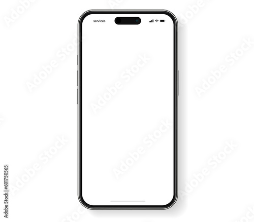 3D realistic high quality smartphone mockup with isolated background. Smart phone mockup collection. Device front view. 3D mobile phone with shadow on white background.