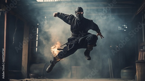 A ninja leaping through the air