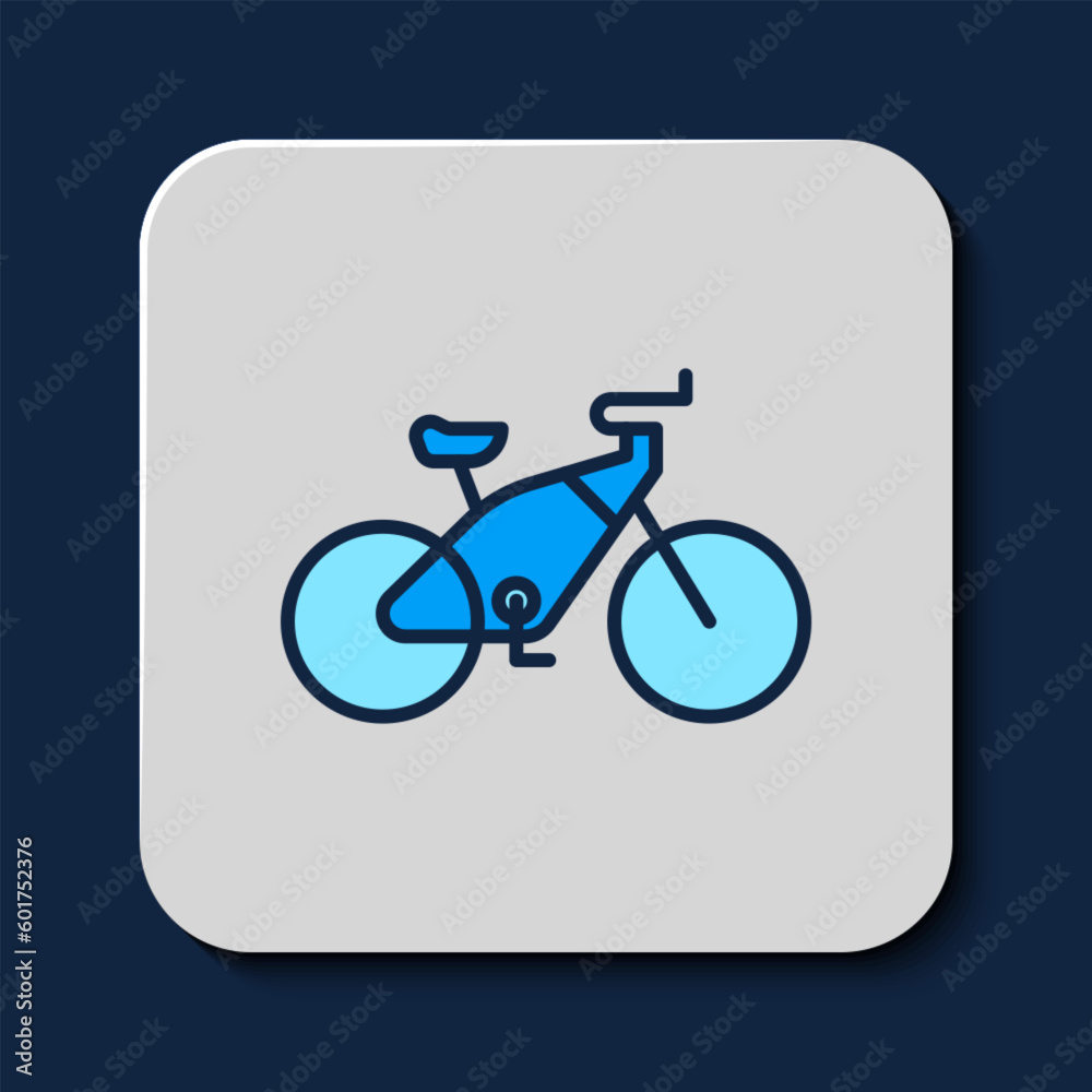 Filled outline Bicycle icon isolated on blue background. Bike race. Extreme sport. Sport equipment. Vector Filled outline Bicycle icon isolated on blue background. Bike race. Extreme sport. Sport equipment. Vector