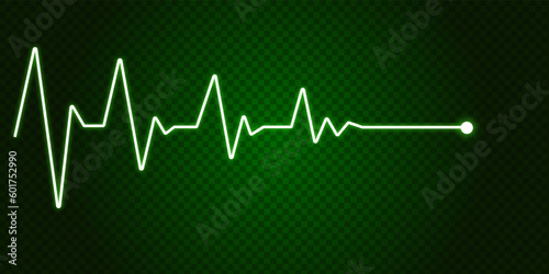 Medical electrocardiogram wave, flat icon, black on transparent background