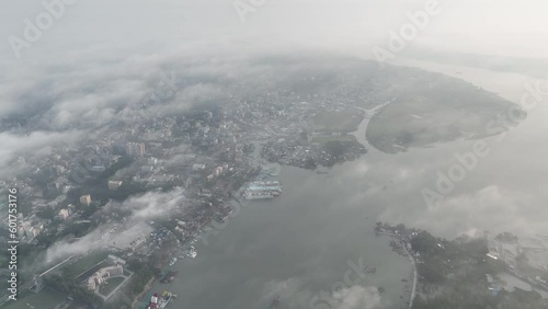 aerial view of the Barishal launch ghut, barishal, bangladesh photo