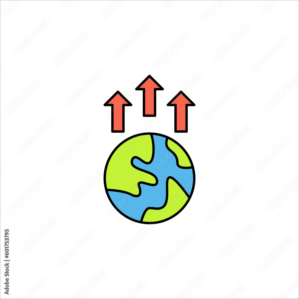 global warming icon Hot melt planet earth isolated on white background. global warming icon Hot melt planet earth isolated on white background.