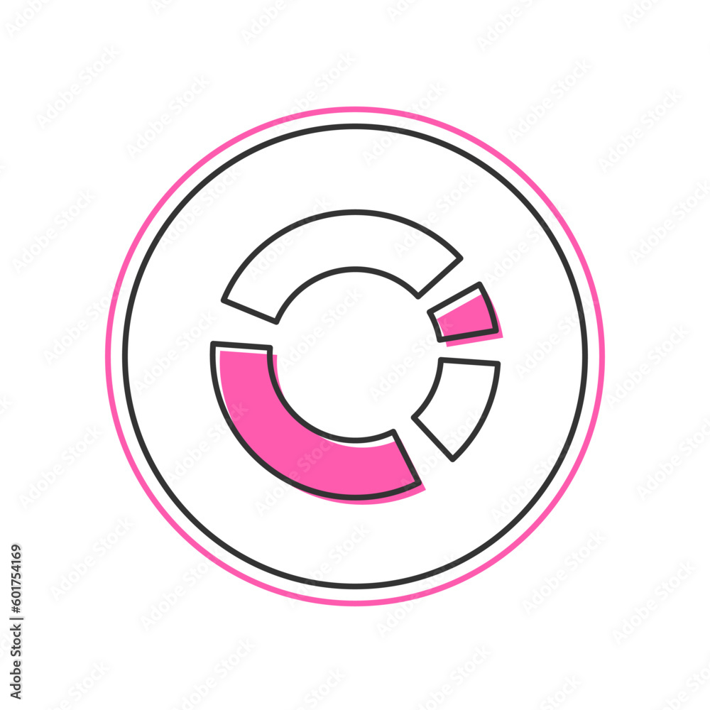 Filled outline Pie chart infographic icon isolated on white background. Diagram chart sign. Vector Filled outline Pie chart infographic icon isolated on white background. Diagram chart sign. Vector