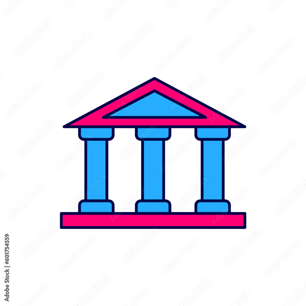 Filled outline Courthouse building icon isolated on white background. Building bank or museum. Vector