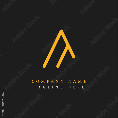 Letter AT logotype Monoline style, simple and elegant AT logo - Vector