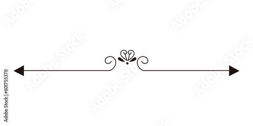 Flourished ornament dividers. Ink flourish and arrow decorations dividers. Vintage divider element. Black thin-line ornate design element collection for wedding invitations, Borders, etc.