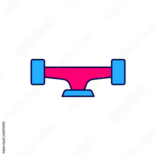 Filled outline Skateboard wheel icon isolated on white background. Skateboard suspension. Skate wheel. Vector