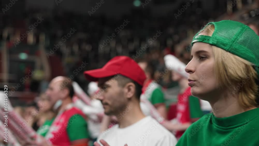 Upset football fans fail bet. Unhappy people loss goal. Sad person