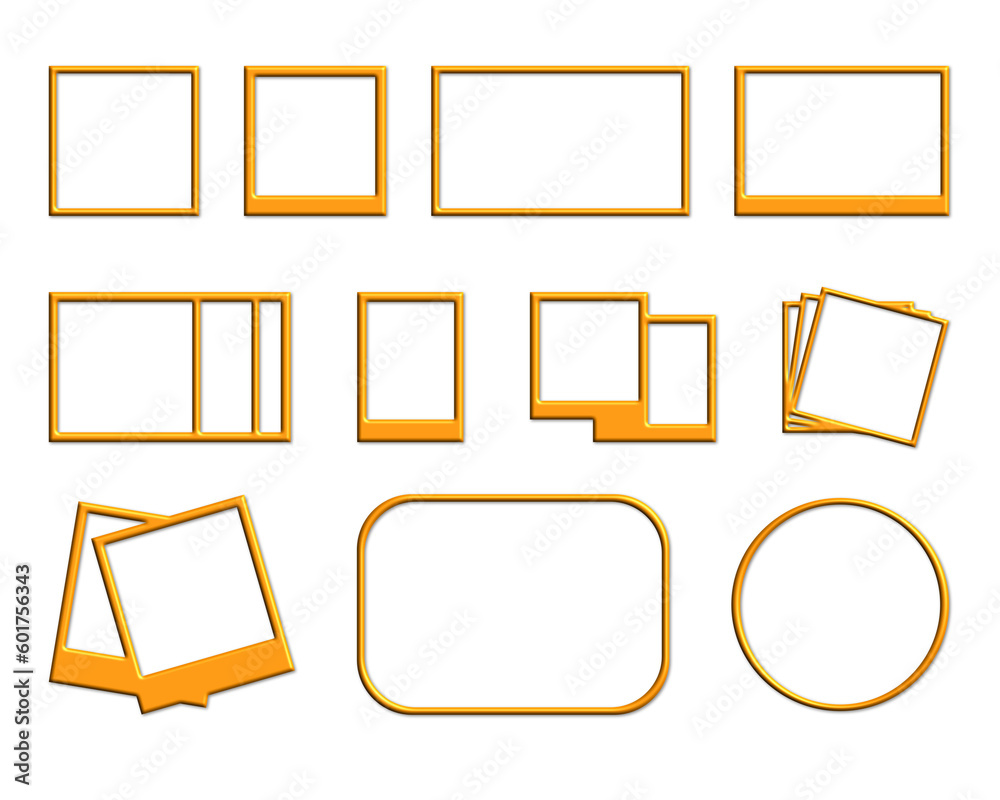 Realistic 3D picture frame collection with shadows isolated on transparent background. Blank frame border mockups. Realistic 3D picture frame collection with shadows isolated on transparent background. Blank frame border mockups.