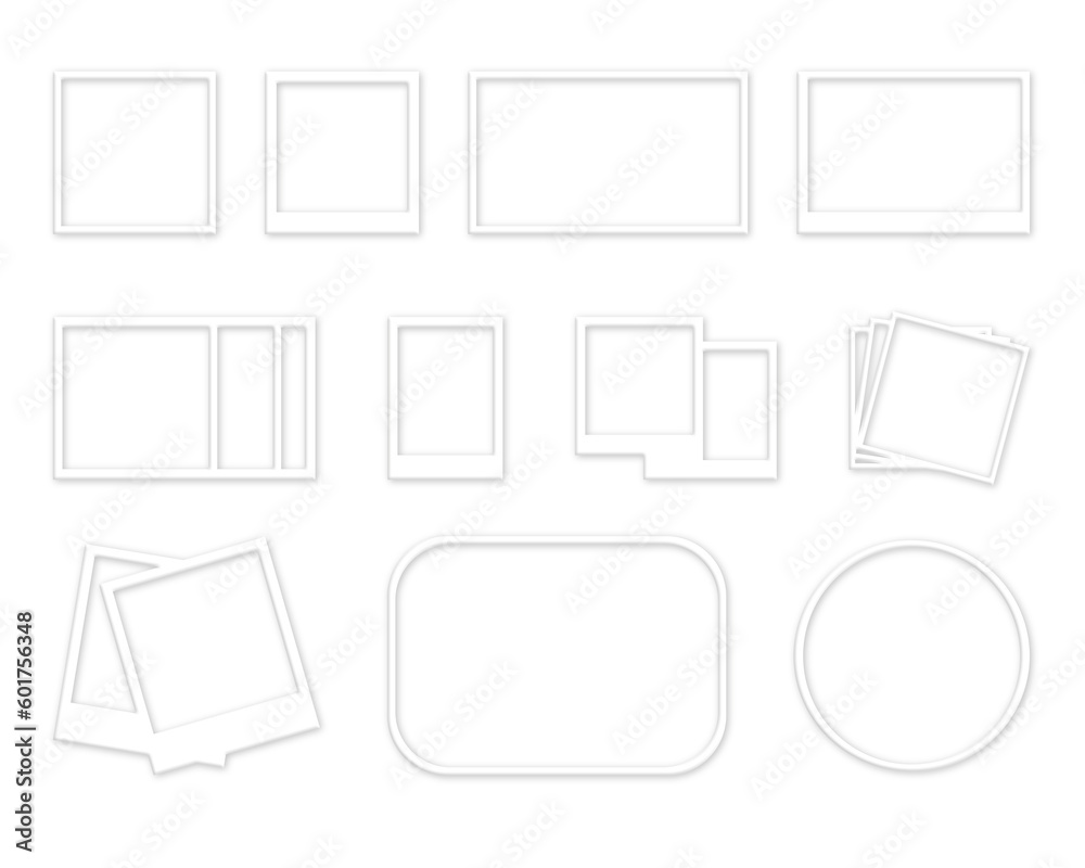Realistic 3D picture frame collection with shadows isolated on transparent background. Blank frame border mockups. Realistic 3D picture frame collection with shadows isolated on transparent background. Blank frame border mockups.