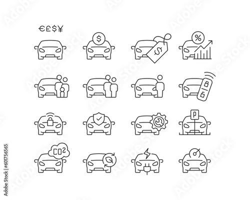 Simple Car Info Icon collection containing 16 editable stroke icons. Perfect for logos, stats and infographics. Edit the thickness of the line in Adobe Illustrator (or any vector capable app).