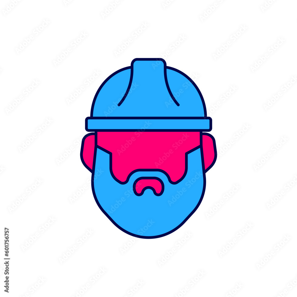 Filled outline Bearded lumberjack man icon isolated on white background. Vector