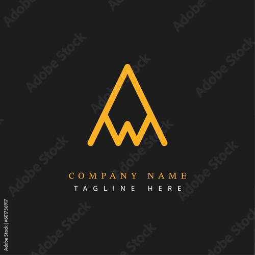 Letter AW logotype Monoline style, simple and elegant AW logo - Vector