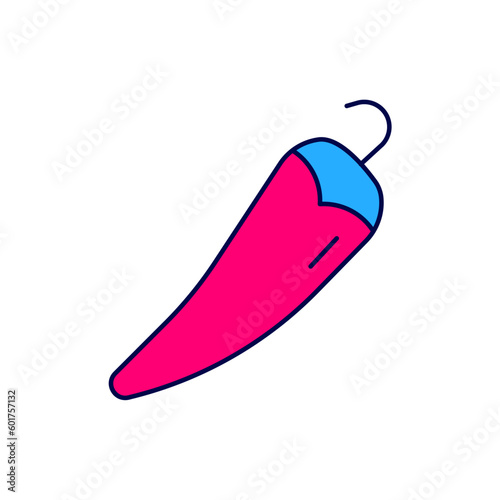 Filled outline Hot chili pepper pod icon isolated on white background. Design for grocery, culinary products, seasoning and spice package, cooking book. Vector