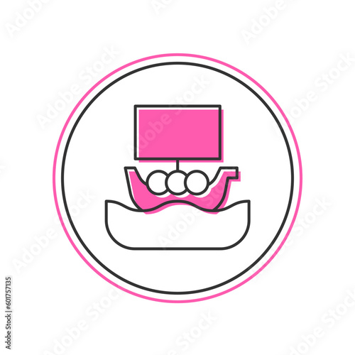 Filled outline Ancient viking scandinavian drakkar icon isolated on white background. Viking transport ship. Vector